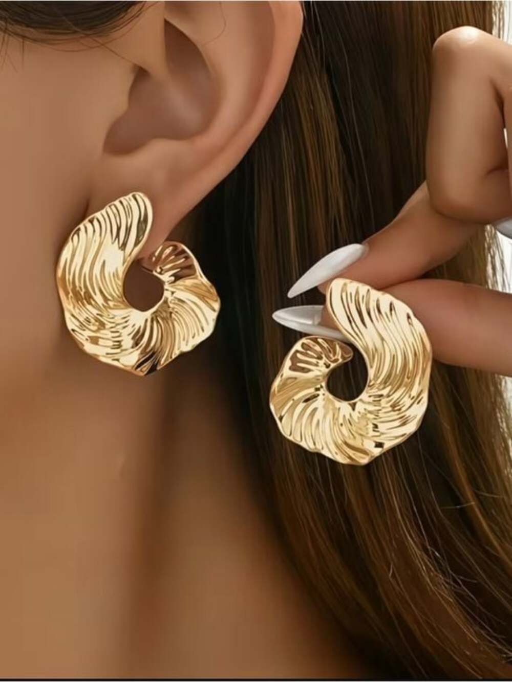 Gold Swirl Statement Earrings - Elegant Women's Jewelry